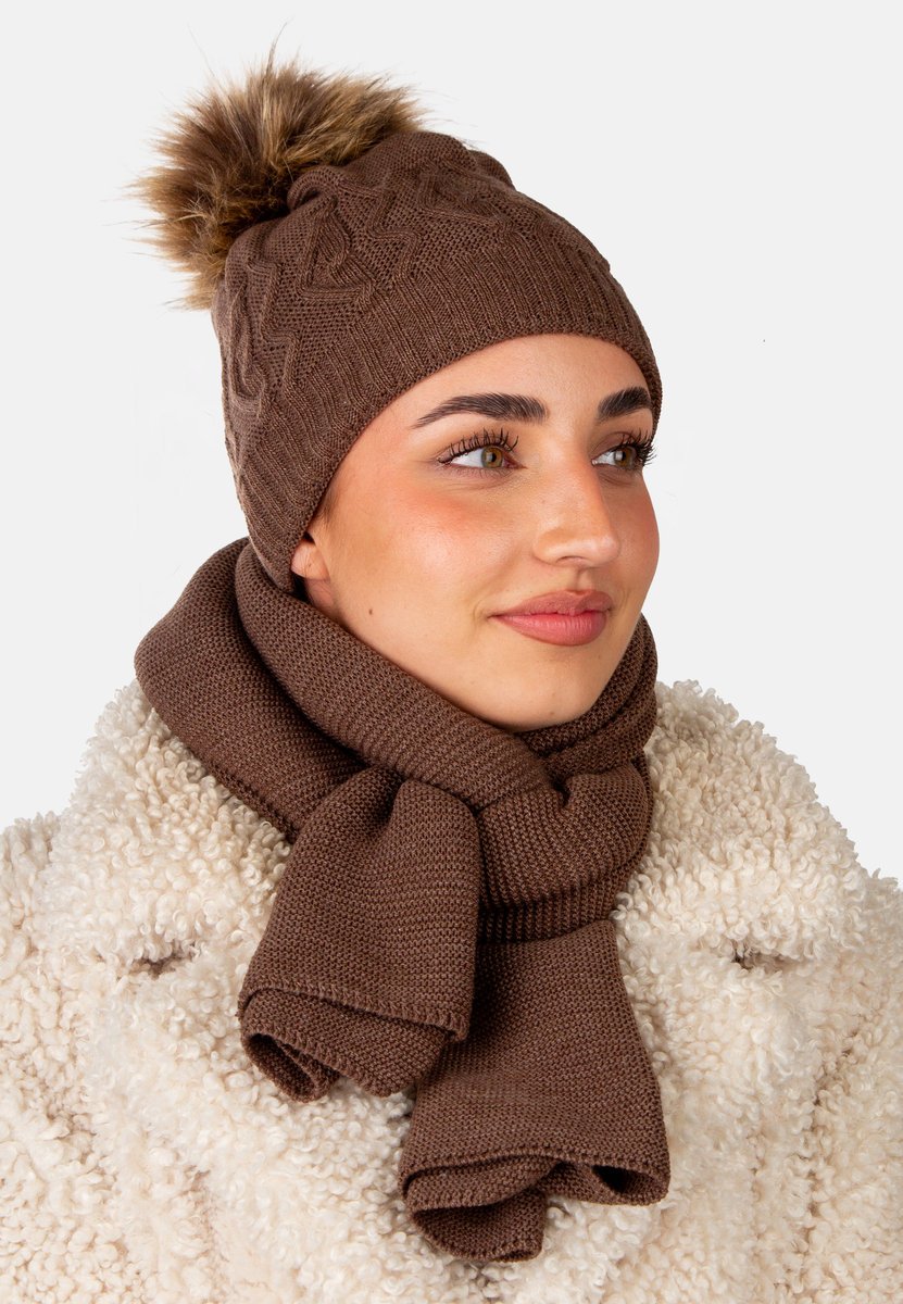 KOMPLET DAMSKI CZAPKA SZALIK ZIMOWY CIEPŁY MODNA Polskiej produkcji 529 -06