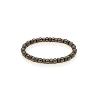 Bransolety męskie - Bransoletka koraliki w kolorze szaro-miedzianym EM 24 - EM Men's Accessories - miniaturka - grafika 1