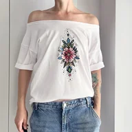 Koszule damskie - Kwiat różowy Biały Oversize - miniaturka - grafika 1