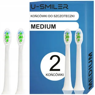 2 GŁÓWKI KOŃCÓWKI DO SZCZOTECZKI SONICZNEJ U-SMILER 2x MEDIUM - Końcówki do szczoteczek elektrycznych - miniaturka - grafika 1