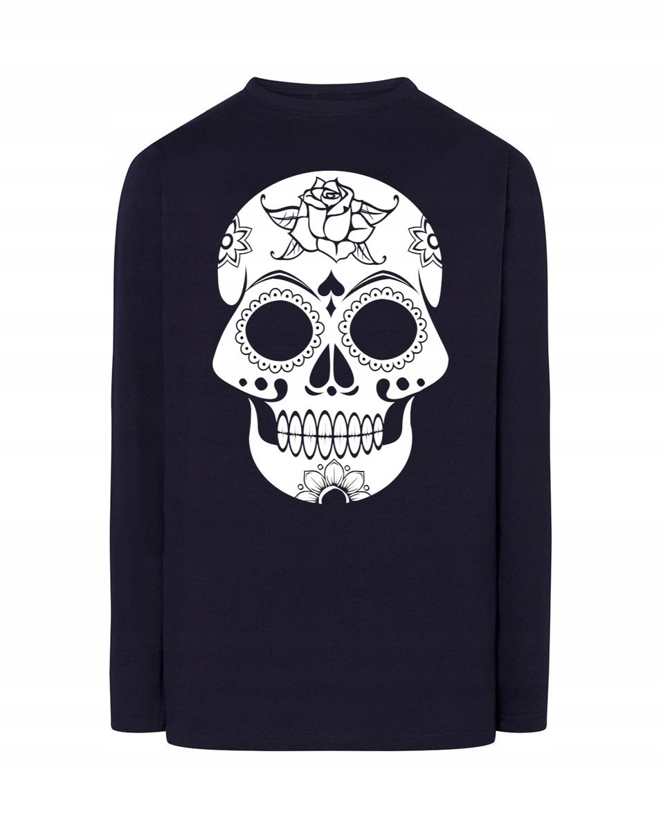 Longsleeve męski nadruk biała CZASZKA SKULL r.L