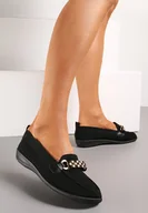 Półbuty damskie - Czarne Półbuty z Elastyczną Cholewką i Elegancką Klamerką Naelle - miniaturka - grafika 1