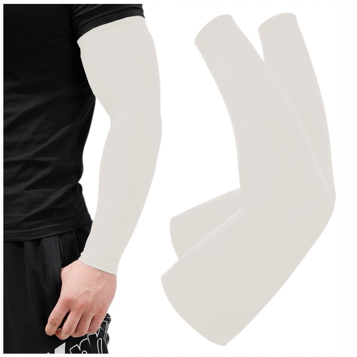 OCHRONNY RĘKAW NA ROWER ELASTYCZNY ZAKRYWAJĄCY DO BIEGANIA ROWEROWY BEŻOWY