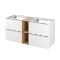 Szafki łazienkowe - Szafka pod umywalkę Modern biało-brązowa złoty dąb 120x45x55 cm Sensea - miniaturka - grafika 1