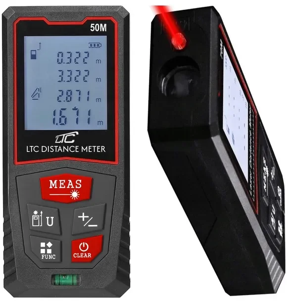 Dalmierz Laserowy Ltc 50m Poziomica Cyfrowa Miernik Etui Smycz Zestaw