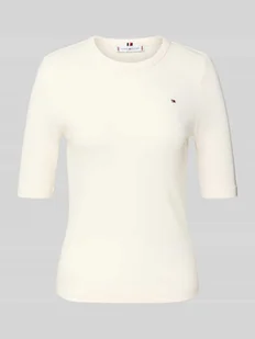 T-shirt o kroju slim fit z mieszanki wiskozy - Koszulki i topy damskie - miniaturka - grafika 1
