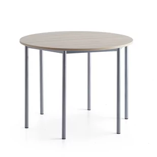 Biurko SONITUS PLUS, Ø1200x900 mm, popielaty laminat, szary aluminium - Meble do szkół i przedszkoli - miniaturka - grafika 1