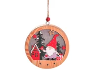 Oświetlenie świąteczne - Lampka świąteczna BELINE drewniana skrzat i domek okrągła - miniaturka - grafika 1