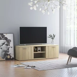 vidaXL Szafka pod TV, dąb sonoma, 120x34x37 cm, płyta wiórowa - Szafki RTV - miniaturka - grafika 1