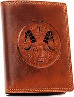 Portfele - Peterson Duży, skórzany portfel męski z wytłoczonym znakiem zodiaku - Peterson NoSize - miniaturka - grafika 1
