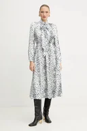 Sukienki - Karl Lagerfeld sukienka kolor beżowy midi rozkloszowana A4W13038 - miniaturka - grafika 1