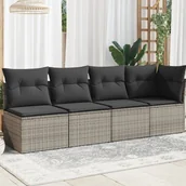 Sofy ogrodowe - vidaXL Sofa ogrodowa z poduszkami, 4-osobowa, szara, polirattan - miniaturka - grafika 1