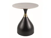 Ławy i stoliki kawowe - Stolik kawowy okrągły DOAN – biały/złoty - miniaturka - grafika 1