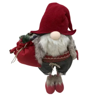 Figurka tekstylna skrzat stojący z workiem 26 x 64 cm - Ozdoby bożonarodzeniowe - miniaturka - grafika 1
