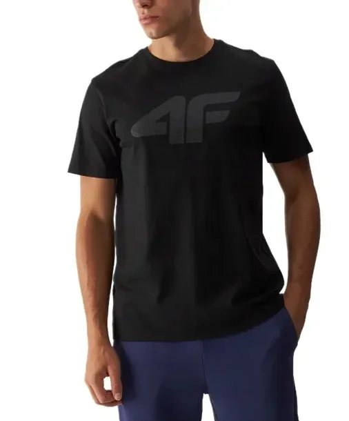 Koszulka męska t-shirt bawełniany 4F czarny regular okrągły dekolt M
