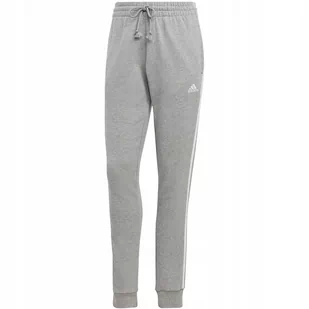 Spodnie damskie adidas Essentials 3-Stripes French Terry Cuffed szare IC992 - Dresy damskie - miniaturka - grafika 1