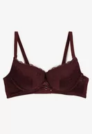 Biustonosze - Ciemnofioletowy Elegancki Biustonosz z Koronką i Zapięciem na Haftki Mairiel - miniaturka - grafika 1