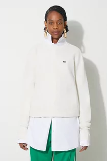 Swetry damskie - Lacoste sweter wełniany damski kolor beżowy - grafika 1