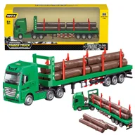 Samochody i pojazdy dla dzieci - Ciężarówka Transport Drewna Metalowa Huina 1:50 Zielona - miniaturka - grafika 1