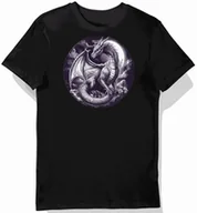 Koszulki męskie - Koszulka męska czarna z nadrukiem Srebrnego Smoka M - miniaturka - grafika 1