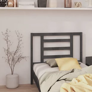 Lumarko Wezgłowie łóżka, szare, 96x4x100 cm, lite drewno sosnowe - Inne meble do sypialni - miniaturka - grafika 1