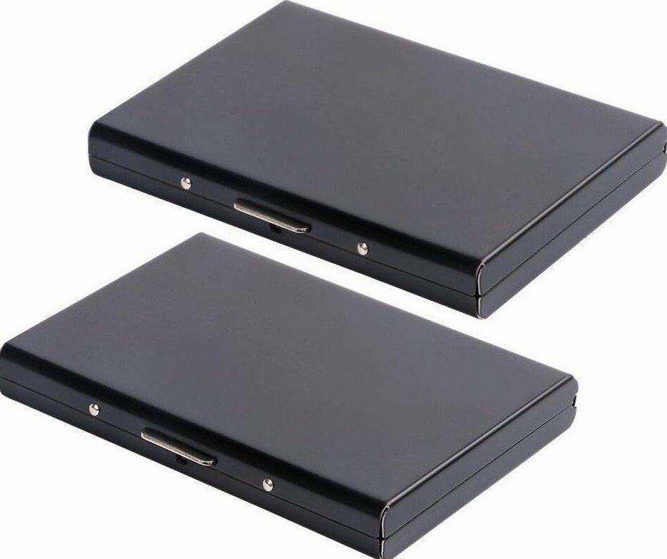 PORTFEL NA KARTY 2 SZTUKI CZARNY ETUI METALOWE OCHRONA RFID