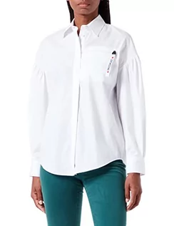 Koszulki i topy damskie - Love Moschino Damska koszulka z długim rękawem z zamkiem błyskawicznym, optical white, 42 - grafika 1