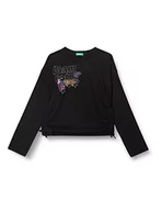 Koszulki dla dziewczynek - United Colors of Benetton Koszulka dziewczęca M/L 3vr5c106q tunika do nuringu, czarna 100, 170 cm - miniaturka - grafika 1