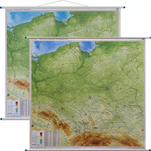 Polska mapa ścienna dwustronna fizyczna do ćwiczeń 1:500 000 EkoGraf - Atlasy i mapy - miniaturka - grafika 1