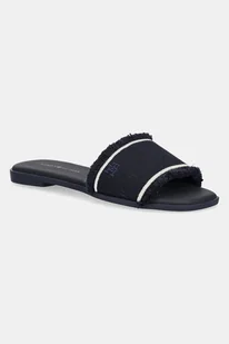 Tommy Hilfiger klapki FRINGE CANVAS FLAT SANDAL damskie kolor granatowy FW0FW08908 - Klapki i japonki damskie - miniaturka - grafika 1