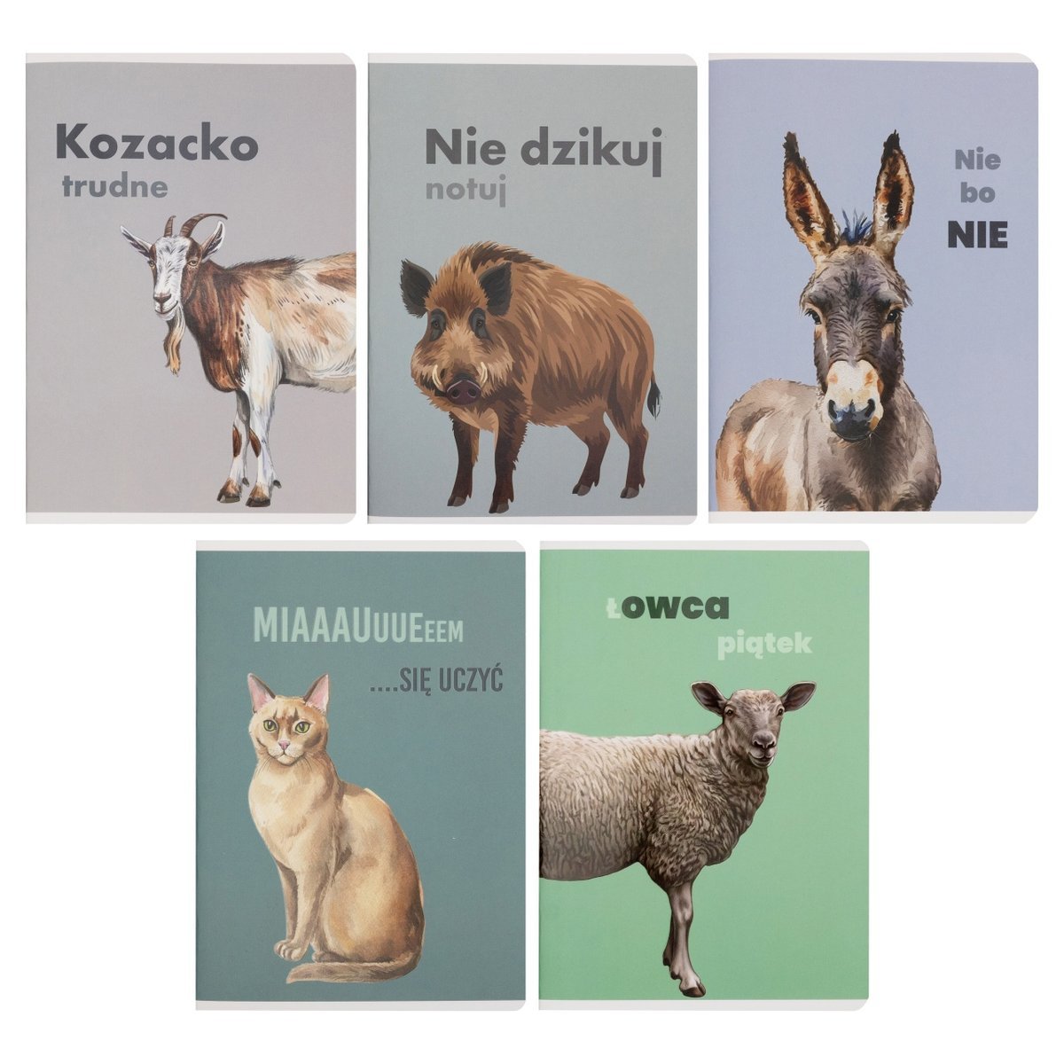 Zeszyt A5, 60 kartek, szeroka linia, Śmieszne zwierzęta