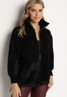 Bluzy damskie - Czarna Bluza z Wełną Suwakiem i Ściągaczami Enalwen - miniaturka - grafika 1