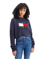 Swetry damskie - Tommy Hilfiger Damski Sweter Tjw Bxy Center Flag Sweater Navy Dw0Dw14261 C87 L - miniaturka - grafika 1