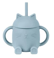 Kubki dla dzieci - Kotek Silikonowy Kubek Niekapek- Niebieski - miniaturka - grafika 1