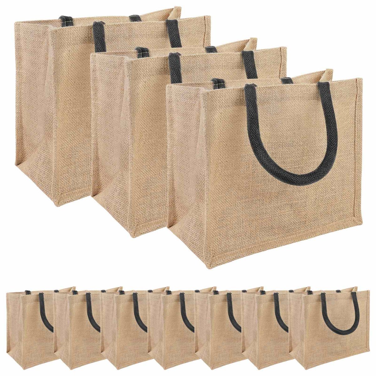 vidaXL Torebki jutowe 10 pcs Naturalny i czarny 26 x 22 x 14 cm