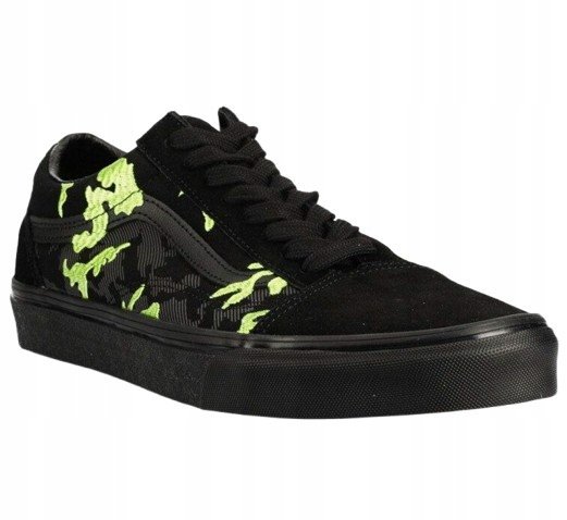 VANS MĘSKIE TRAMPKI CZARNE Z ZIELONYM WZOREM I MATERIAŁEM TEKSTYLNYM 42 3CA