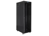 Szafy rack - Szafa instalacyjna rack stojąca 19" 42u 600x1200 czarna drzwi szklane lcd lanbeg (flat pack) FF01-6242-12BL - miniaturka - grafika 1