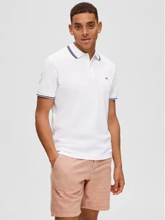 Koszulki męskie - Selected Homme Polo 16087840 Biały Regular Fit - grafika 1