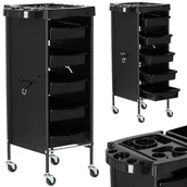 Meble fryzjerskie - Pomocnik fryzjerski wózek stolik na kółkach do farbowania L-160 do salonu kosmetycznego szafka z szufladami - miniaturka - grafika 1