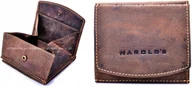 Portfele - Brązowy Rozkładany Portfel Męski Sakwa Na Bilon Monety Skóra Canvas Vintage - miniaturka - grafika 1