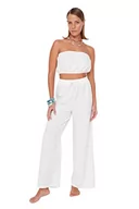 Koszule damskie - Trendyol Damska koszula dwuczęściowa, jednokolorowa, tkana, biały, 68 - miniaturka - grafika 1