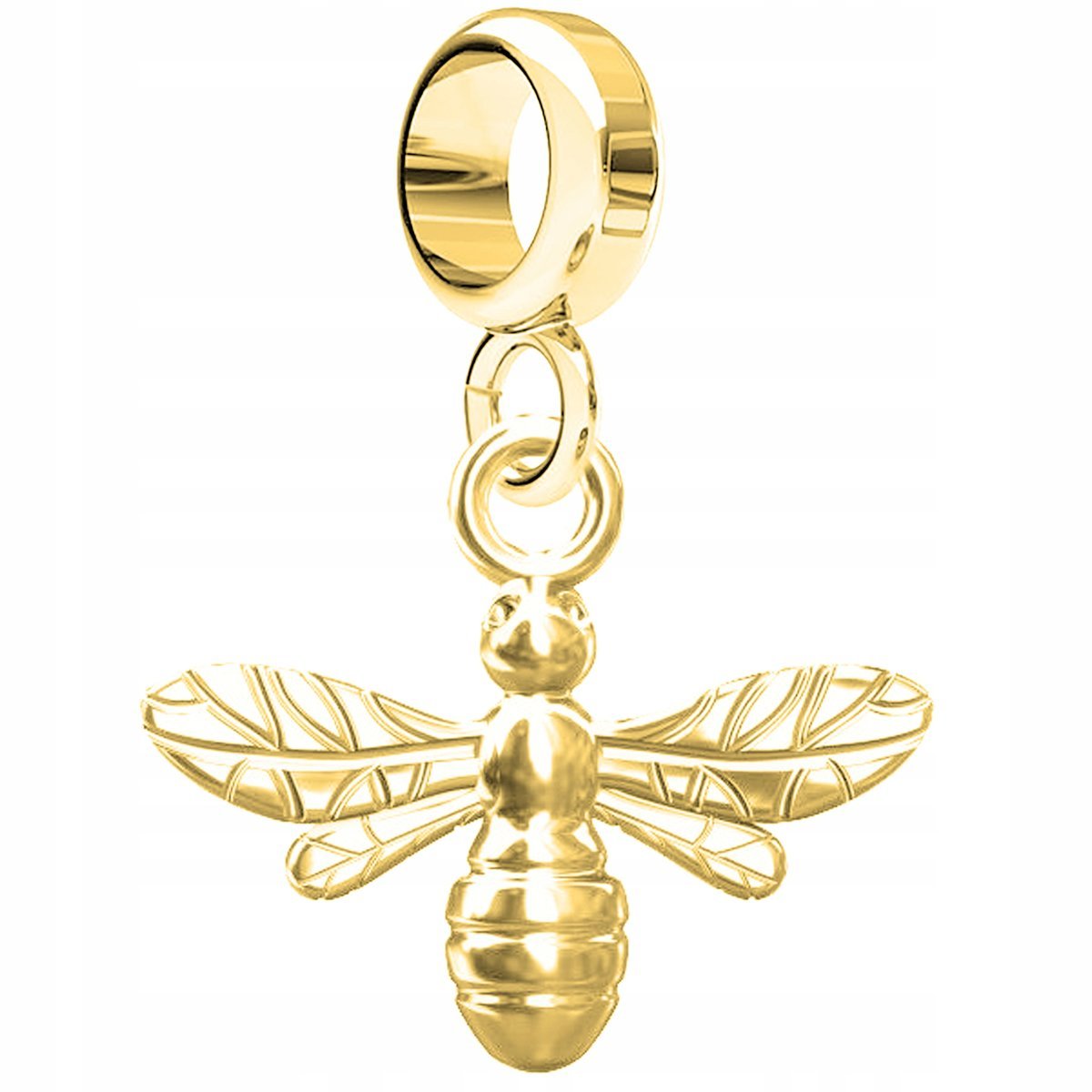 Charms Złoty Wiszący Owad Pszczoła Pszczółka Osa Happy Bee SREBRO 925