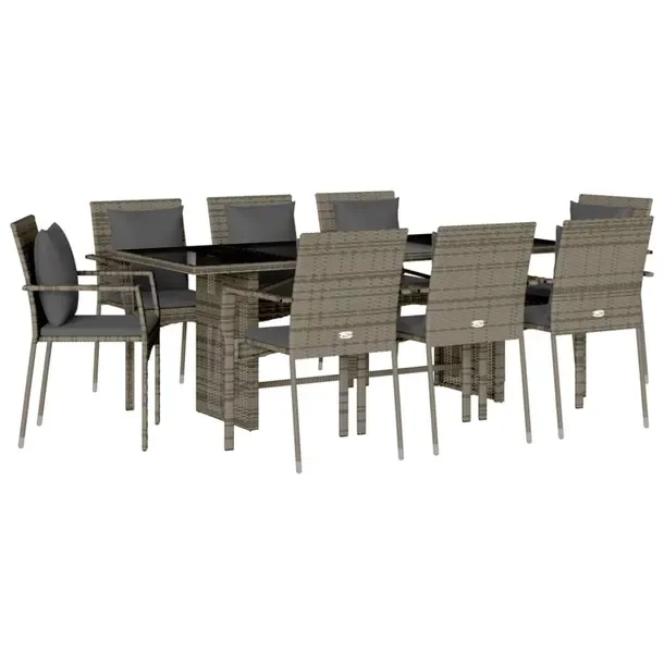 Zestaw mebli ogrodowych szary rattan PE z poduszkami 190 x 80 x 74 cm