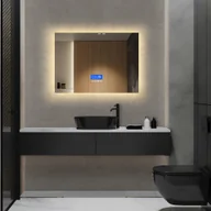 Lustra - Lustro łazienkowe z oświetleniem LED - 120 x 80 cm, EEK A++, włącznik dotykowy, ściemniane 3w1 biały zimny neutralny biały ciepły, zegar cyfrowy, lustro do makijażu - lustro łazienkowe, lustro podświetlane, lustro LED - miniaturka - grafika 1