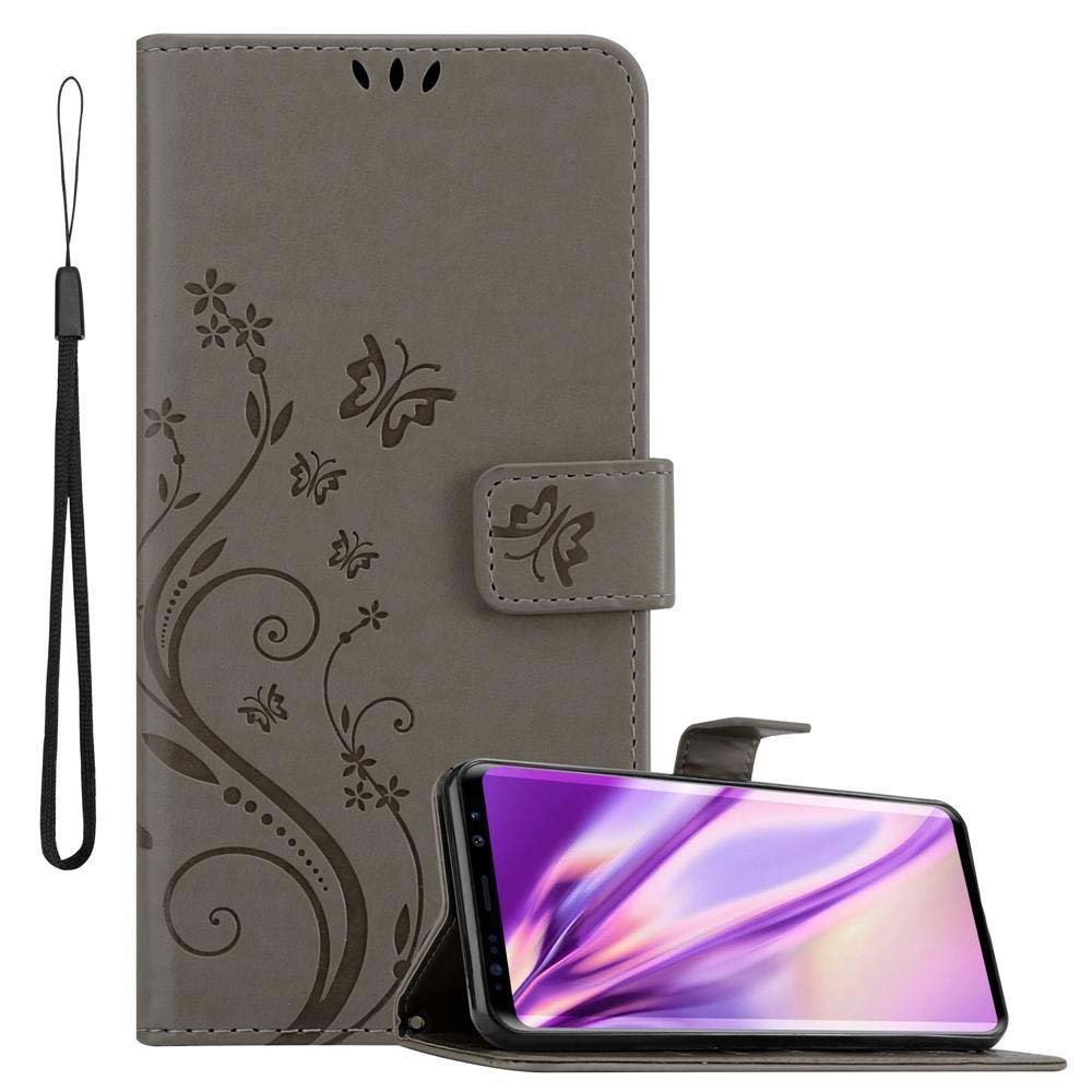Cadorabo pokrowiec na Samsung Galaxy S9 pokrowiec ochronny w kolorze szarym pokrowiec ochronny pokrowiec na telefon komórkowy etui w kwiaty etui w kwiaty