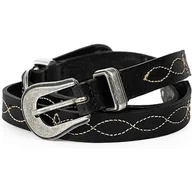 Paski - Pasek damski Pepe Jeans Lou skórzany czarny-S - miniaturka - grafika 1