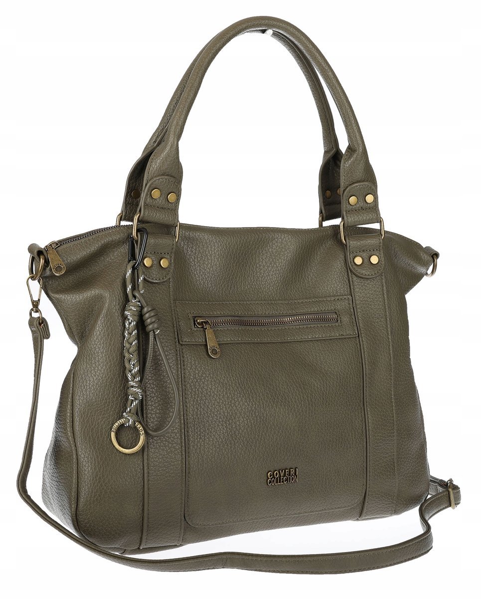 Torebka Damska Shopper Listonoszka na Ramię włoska marka CC80297 Zielona