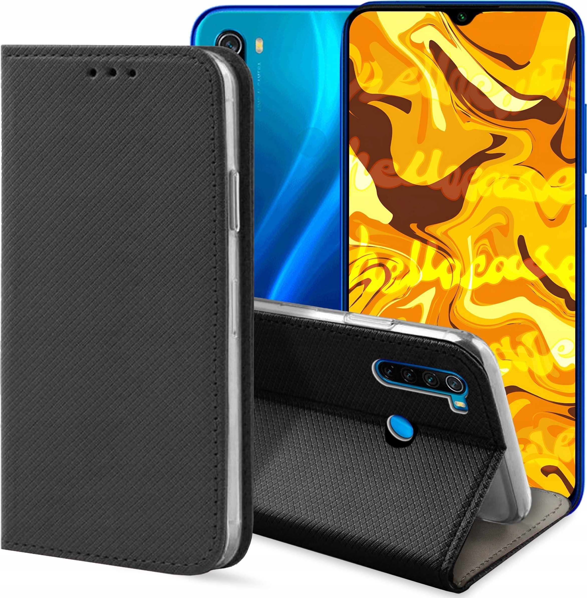 Hello Case ETUI Z KLAPKĄ DO XIAOMI REDMI NOTE 8 / NOTE 8 2021 CZARNE ZAMYKANE KABURA