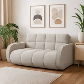 Sofy i kanapy - Sofa z Funkcją Spania DEVERIO 3-osobowa Rozkładana Jasnobeżowa Nowoczesna - miniaturka - grafika 1