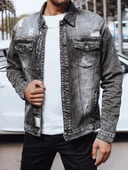 Kurtki męskie - Kurtka męska jeansowa czarna Dstreet TX4696-S - miniaturka - grafika 1